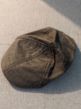 Classic Black Linen Newsboy Cap